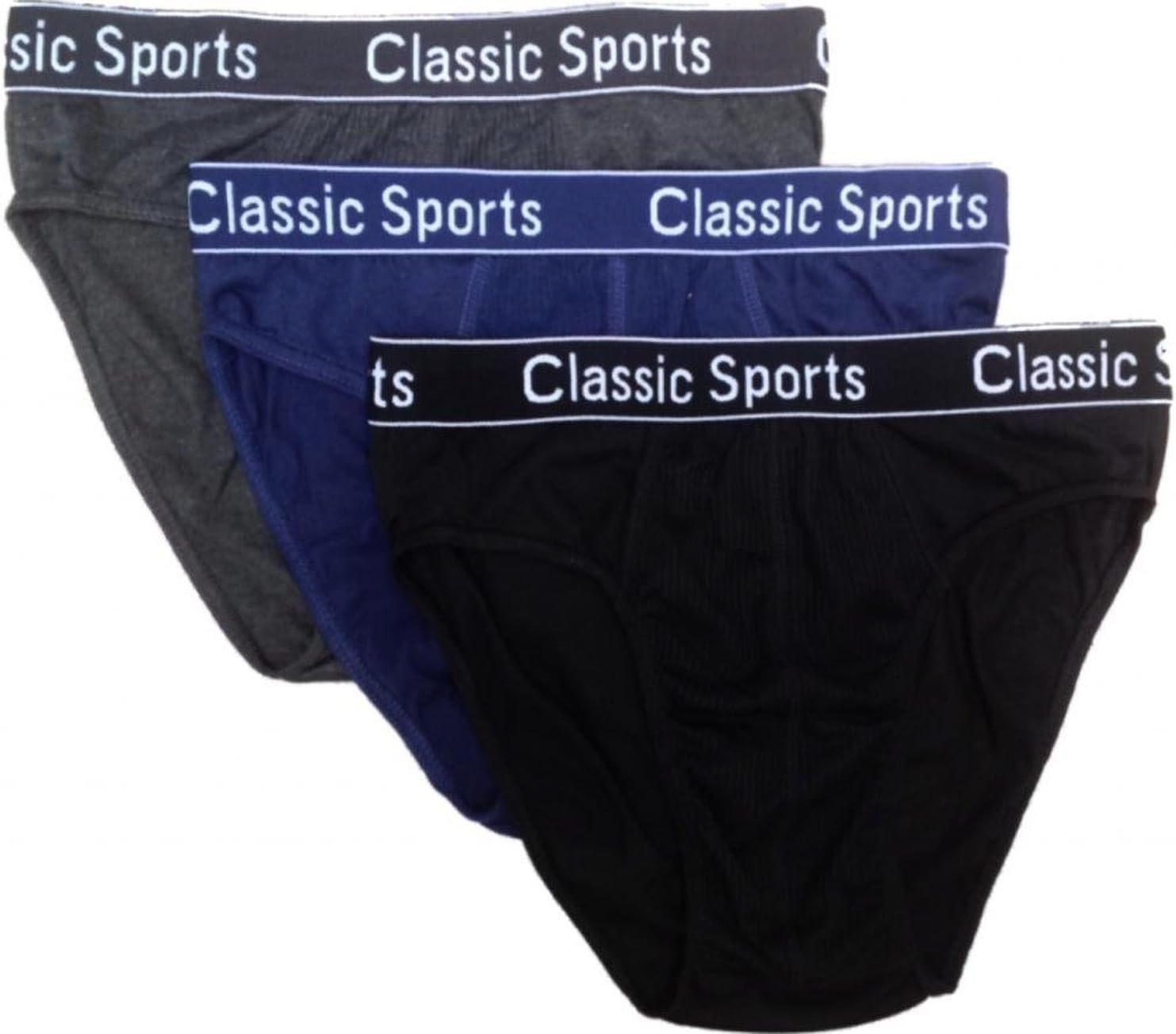 3 Pairs of Mens Classic Sports Design Traditional Hipster Briefs Pants - Available in Sizes Small/Medium/Large/X Large/XX Large