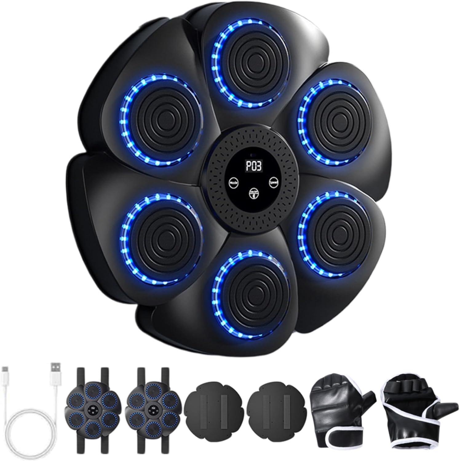 XJKLBYQ Smart Music Boxing Machine,Music Punching Machine with RGB Light,Wall Mounted Boxing Music Workout Machine with Gloves,9 Modes＆18 Speed Boxing Equipment for Kids Home Gym Indoor