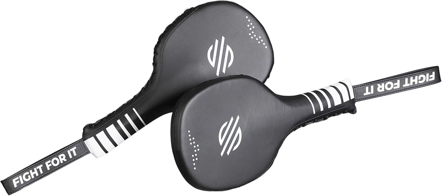 Sanabul Lab Series Professional Boxing Paddles for Martial Arts Karate MMA Punching Striking Paddles 1 Pair - Black/White