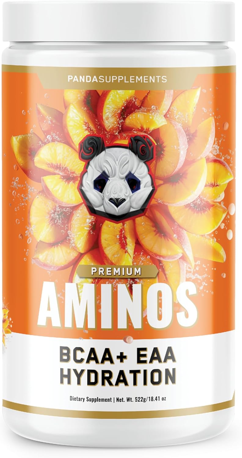 Panda Supps Aminos | BCAA + EAA + Hydration + Eectrolytes for Men and Women with 2G Taurine and 4G EAAs (30 Servings) (Peach Mango 3.0)