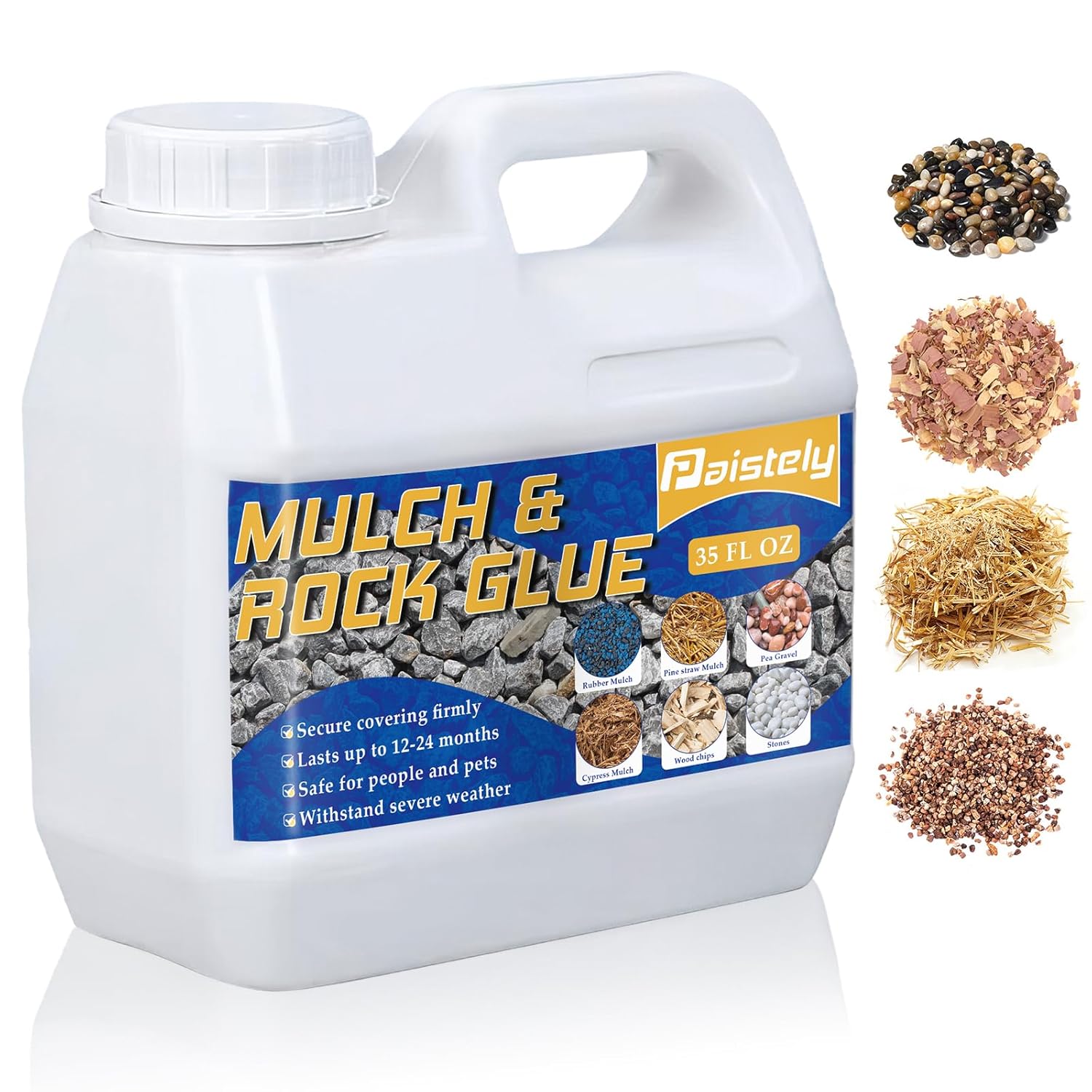 Mulch and Rock Glue for Landscaping, Fast Drying Lockdown Sticky Rock Glue, Reliable and Non-Toxic Gravel Binder for Rocks, and Pea Gravel, Lasts up to 12-24 Months