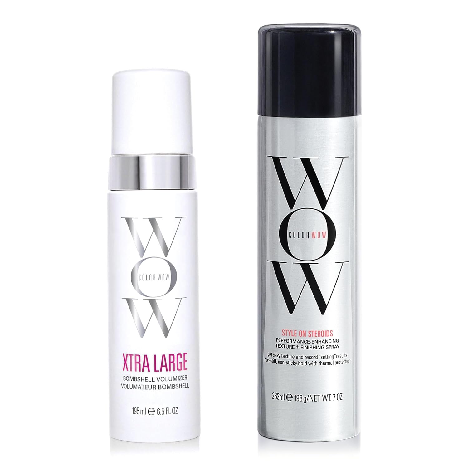 COLOR WOW Epic Volume Bundle - Featuring XTRA LARGE BOMBSHELL VOLUMIZER for all-day volume and STYLE ON STEROIDS for non-sticky Texture and Moisture