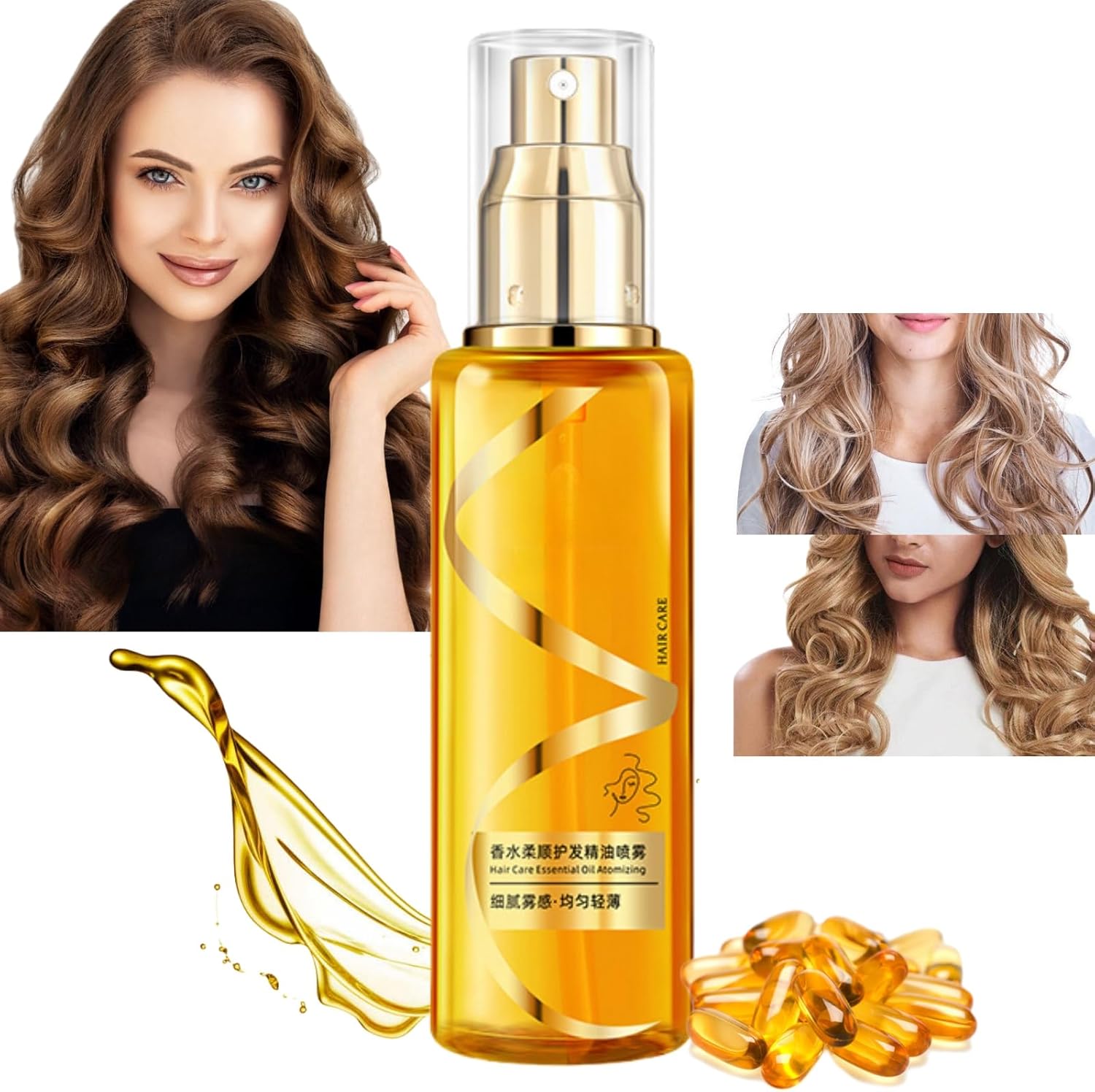 Fragrance Hair Care Essential Oil Spray,Spray Oil for Hair,Perfumed Hair Care Essential Oil Spray,Hair Oil for Dry Damaged Hair,Anti-Frizz Hair Serum Spray,Hair Treatment,Frizzy Hair Products