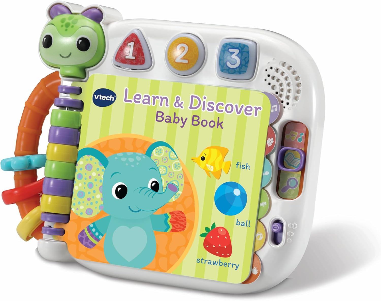 VTech Baby Learn and Discover Baby Book, Interactive Book with 3 Modes and 13 Wipe-Clean Pages, Melodies and Phrases, Teaches Animals, Colours and Shapes, Toy for Babies 6, 12, 24 months +, English