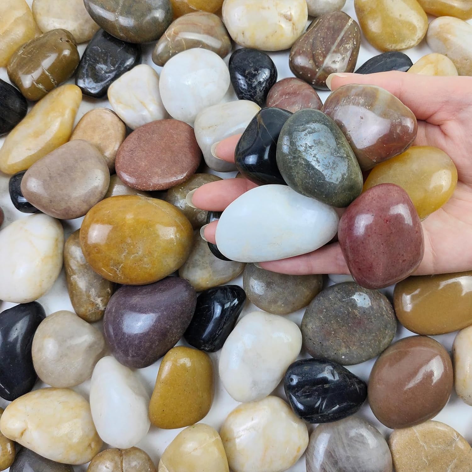 5 lbs River Rocks Pebbles for Indoor Plants, Decorative Mixed Color River Rocks for Potted Plants Landscaping Fish Tank Patio Garden Vase Fountain and Outdoor Decorative Stones