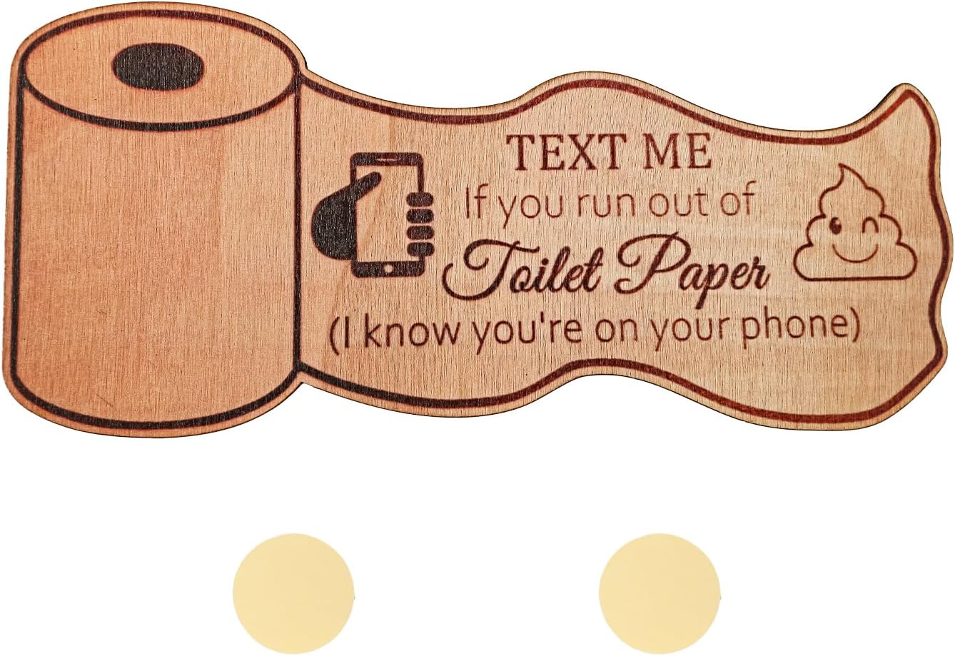 Tabanzhe Funny Toilet Paper Sign Wooden Hanging Bathroom Door Sign Plaque Decorative Fun Joke Wall Art for Home Cafe Farmhouse Decoration Signs