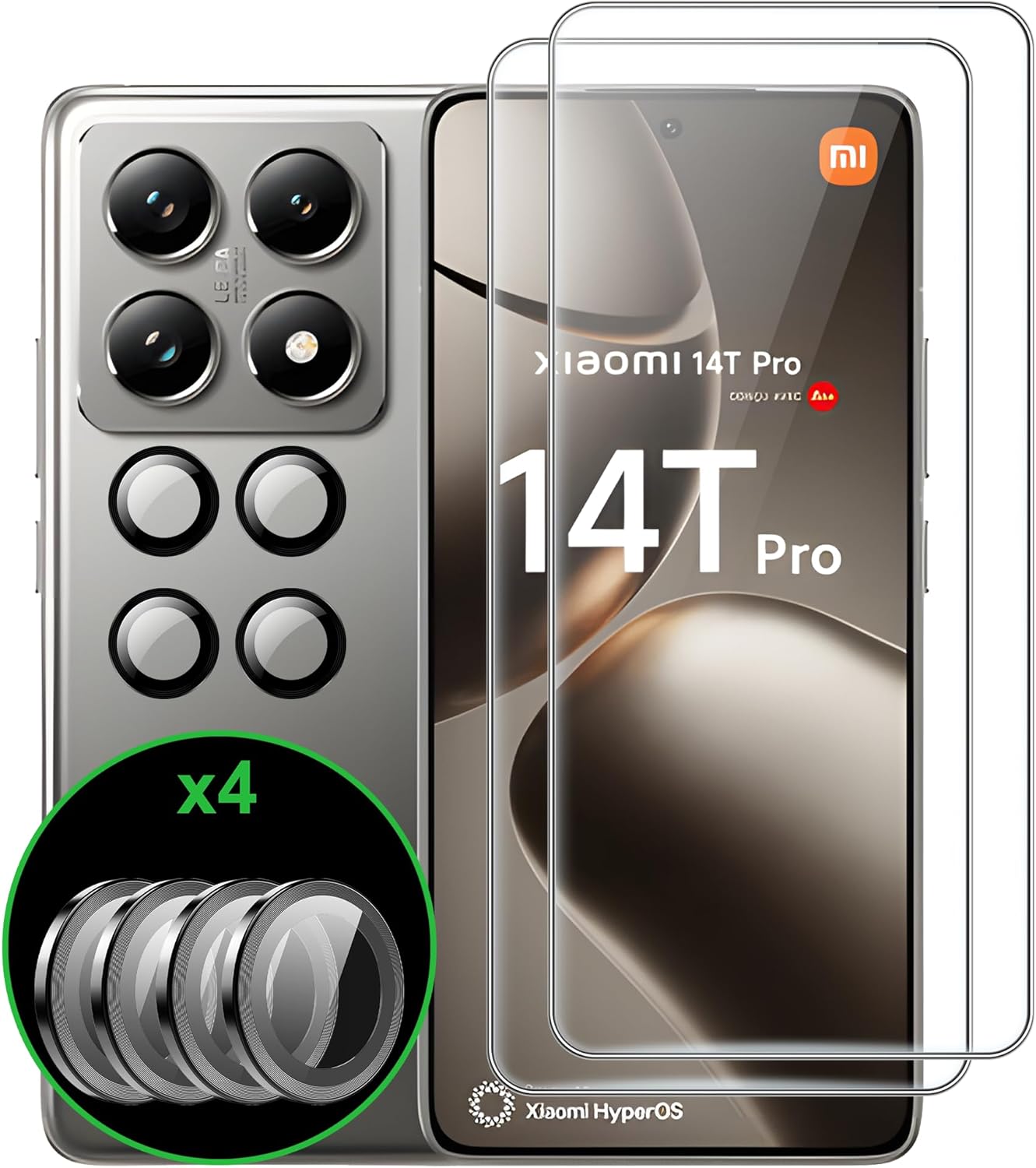 for Xiaomi 14T Pro Screen Protector,[2+4 Pack] Tempered Glass Screen Protector+Camera Lens Protector,No Bubbles,Anti-Scratch,Case Friendly
