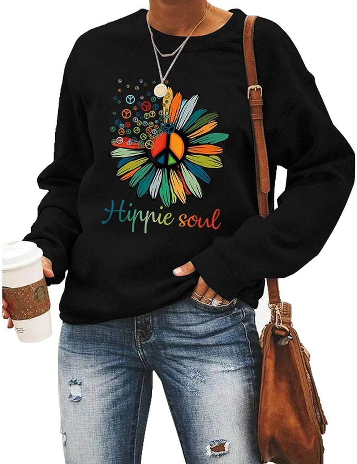 YourTops Women Hippie Soul Shirt Free Soul Camper Sweatshirt