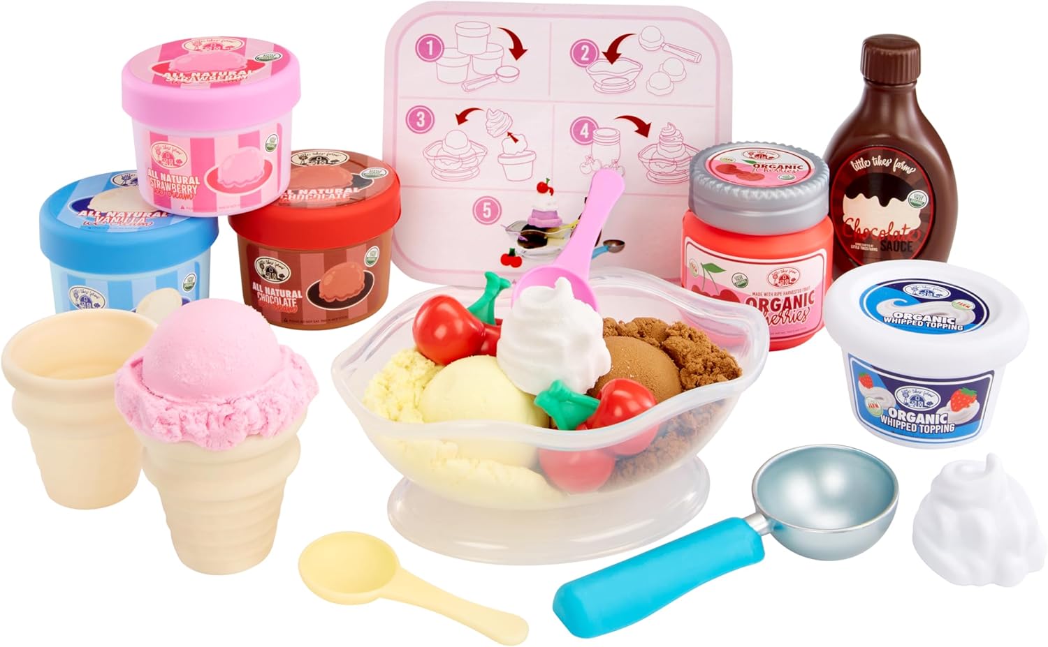 little tikes Creative Chefs Ice Cream Kit - With Special Make-It Mix Play Sand, 17 Accessories, Realistic Pretend Play Set, For Boys and Girls Ages 3+, NOT EDIBLE