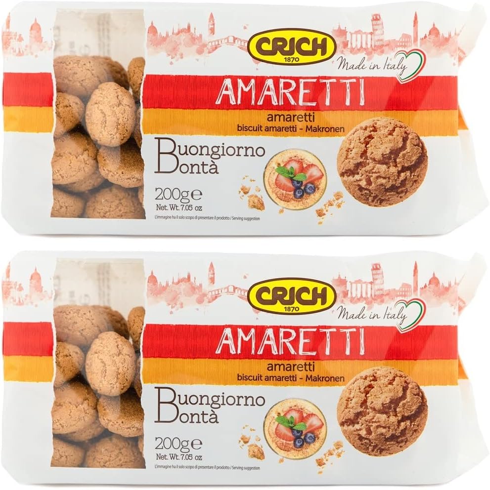 Crich - Amaretti Biscuits (200g, Pack of 2) | Sweet & Crunchy | Gourmet Artisan Italian Biscuits | Made in Italy