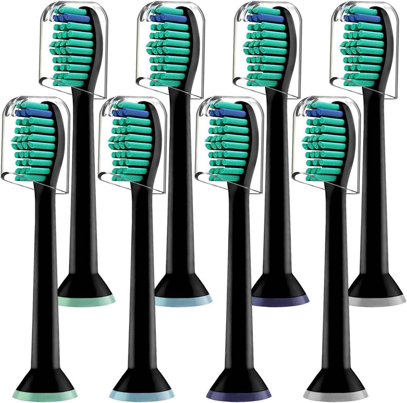 Derffin Replacement Brush Heads, Compatible with Philips Sonicare Electric Toothbrushes, Classic Toothbrush Heads HX6014, Fit The Models of HX3/HX6/HX9/HX8/HX7 Series (8 Pack in Black)