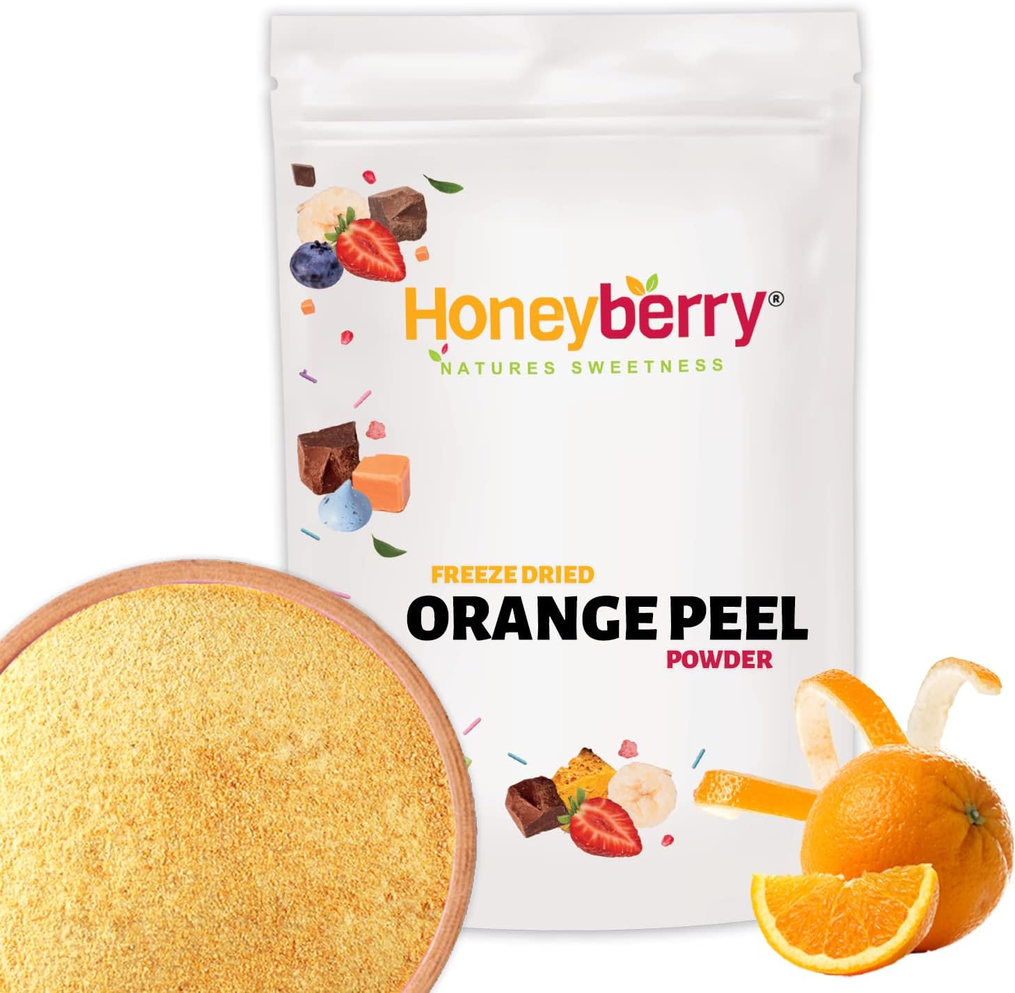 Freeze Dried Orange Peel Powder 100g - Pure and Zesty Orange Powder - All Natural, No Additives or Preservatives, Perfect for Cooking and Baking Delights, Smoothies and Desserts