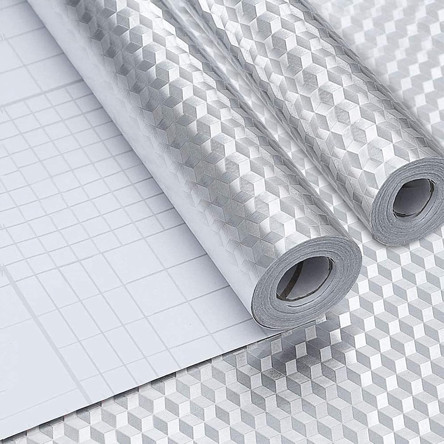 2 Rolls Kitchen Oil Proof Stickers, 40CM X 400CM Heat Resistant Aluminum Foil Wall Sticker, Sticky Back Plastic Roll Kitchen Worktop Covering Vinyl Self Adhesive Wallpaper