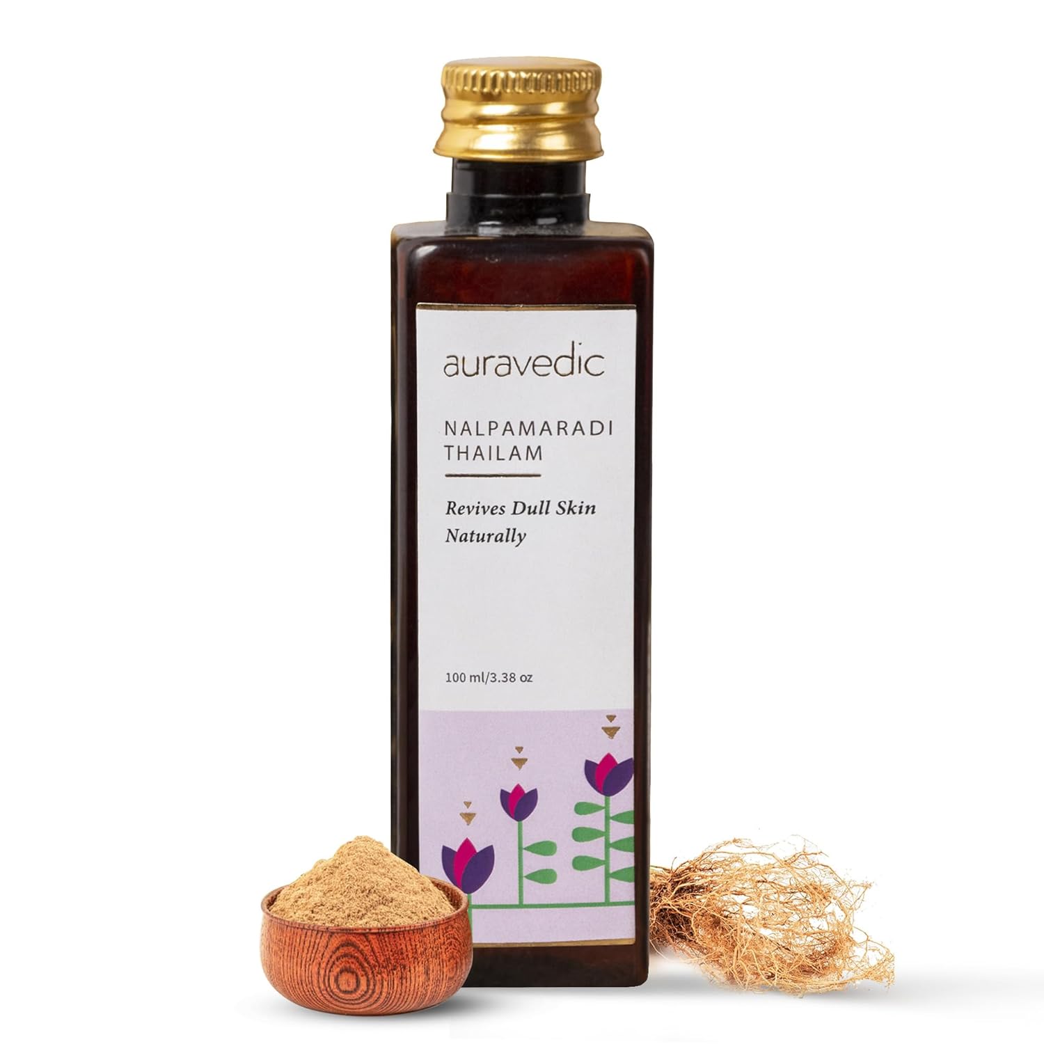 Nalpamaradi Thailam Face Oil | Ayurvedic Massage Oil | Helps Revive Dull Skin & Reduce Facial Lines | Natural Moisturization with Vetiver & Sandalwood | 3.38 Fl Oz (100ml)