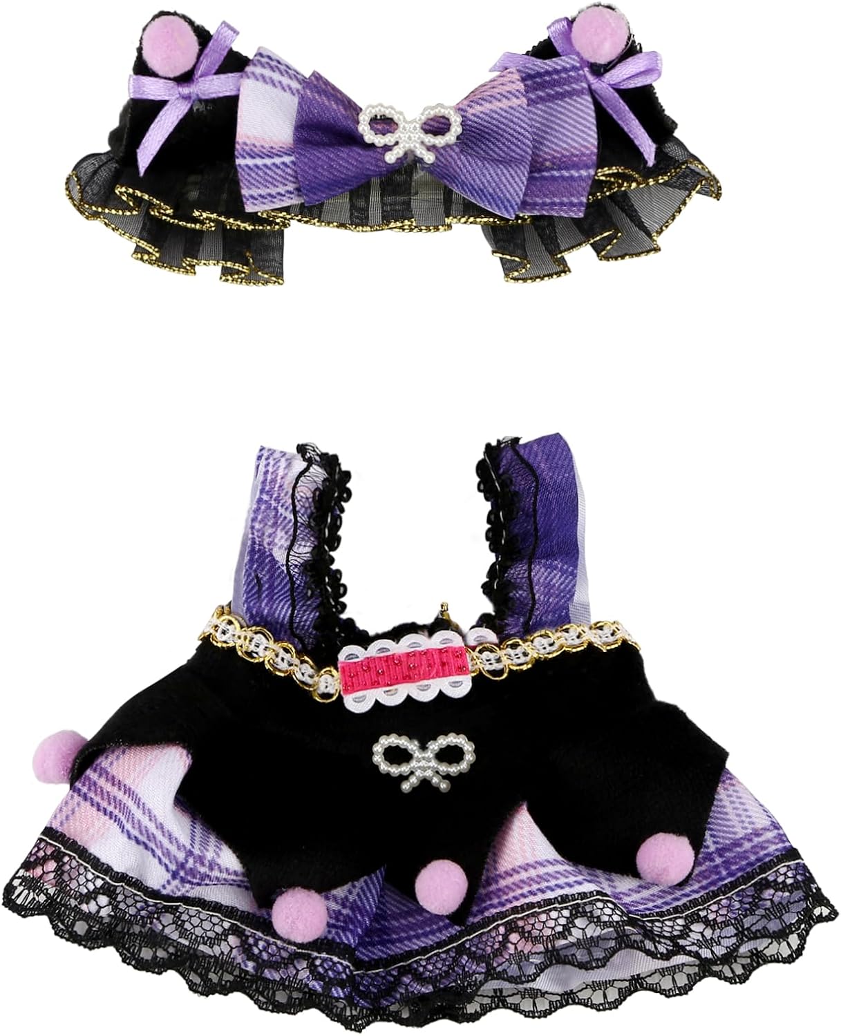 Clothes for Doll(NO Doll) , Handcrafted Doll Clothes Set for 17cm Doll, Fashionable Stylish Clothes for The Second Doll (Purple)