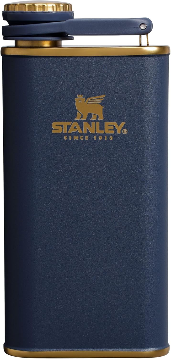Stanley Classic Easy Fill Wide Mouth Flask 8 oz | Leakproof Hip Flask | Hinge Connected Never Lose Cap | Insulated Stainless Steel Liquor Container | BPA-Free | Twilight