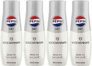 SodaStream - Diet Pepsi Beverage Mix Diet Flavor for SodaStream Turns 9.5 Gallons of Sparkling Water into Diet Pepsi Light, Crisp and Refreshing with Zero Calories 14.9 Fl Oz, Pack of 4