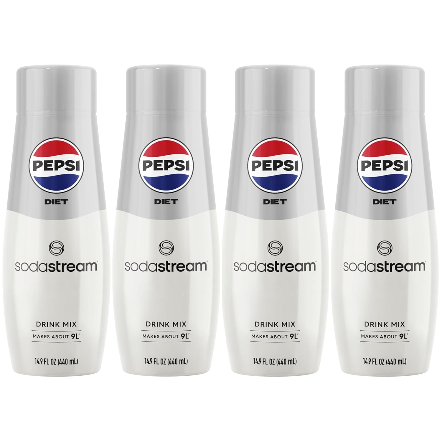 SodaStream - Diet Pepsi Beverage Mix Diet Flavor for SodaStream Turns 9.5 Gallons of Sparkling Water into Diet Pepsi Light, Crisp and Refreshing with Zero Calories 14.9 Fl Oz, Pack of 4