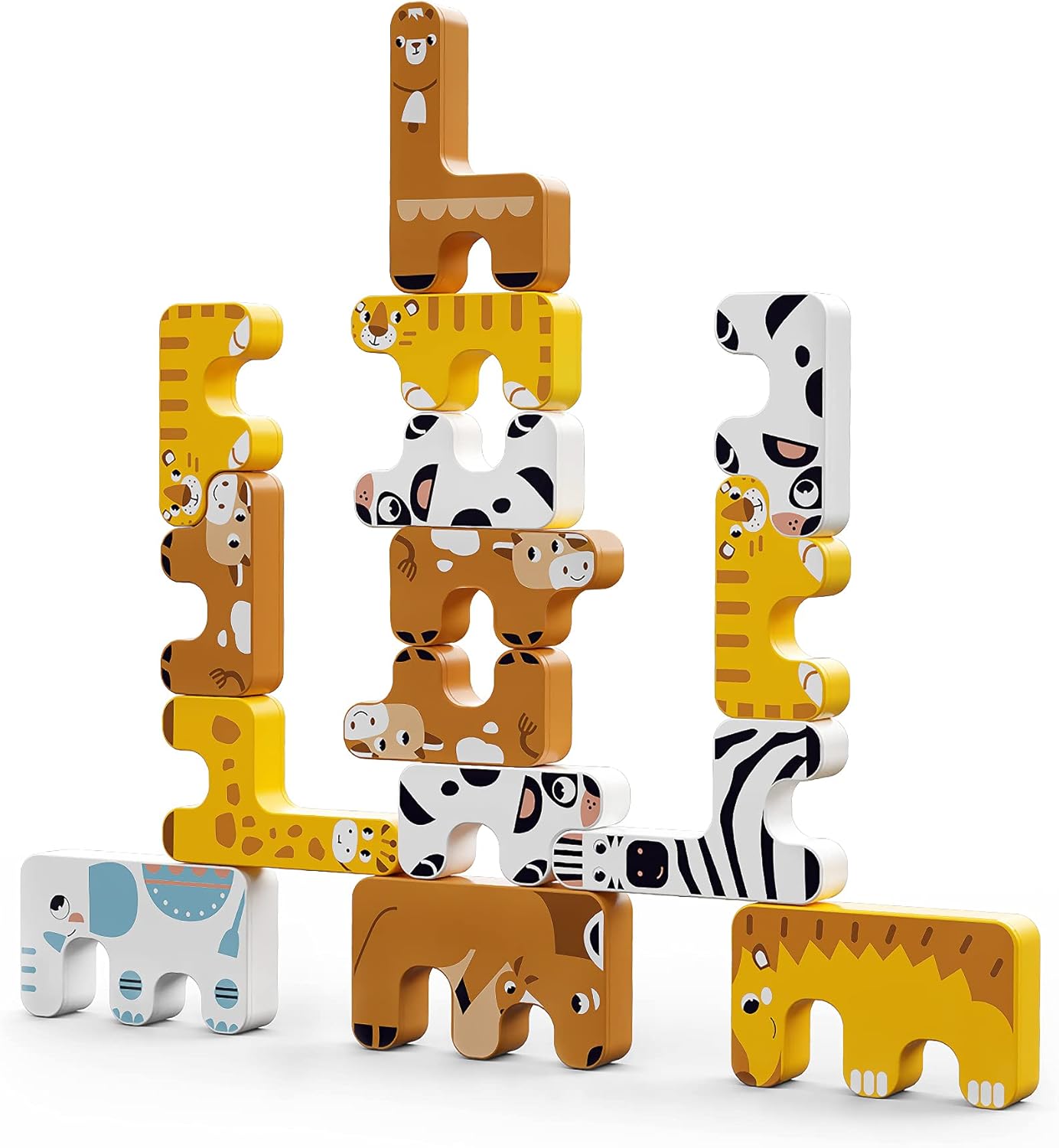 tumama Stacking Games Toys Children Montessori Animal Balance Blocks Games Toddler Educational Stacking High Building Block Toy for 3 4 5 6 Years Old Kids Infants Adults Boys Girls (15pcs)