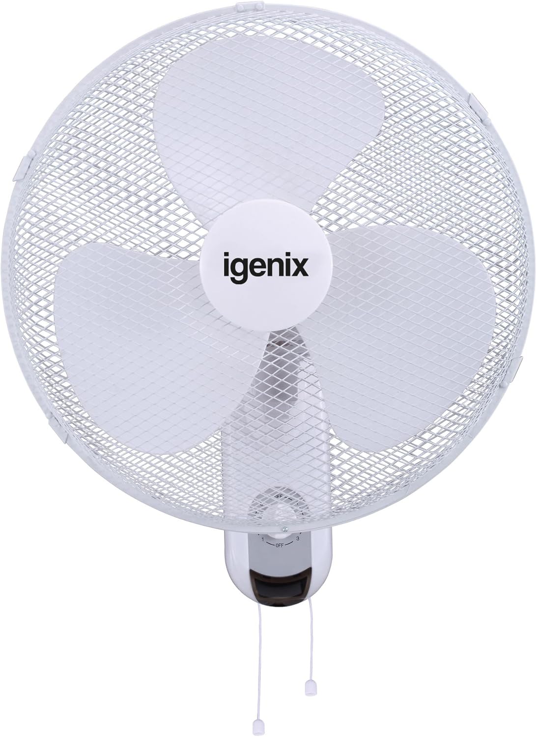 Igenix DF1656 16” Wall Mounted Fan – 3 Speed Settings, Quiet Operation, Adjustable Tilt, Includes Fixtures – Ideal for Home & Office – White