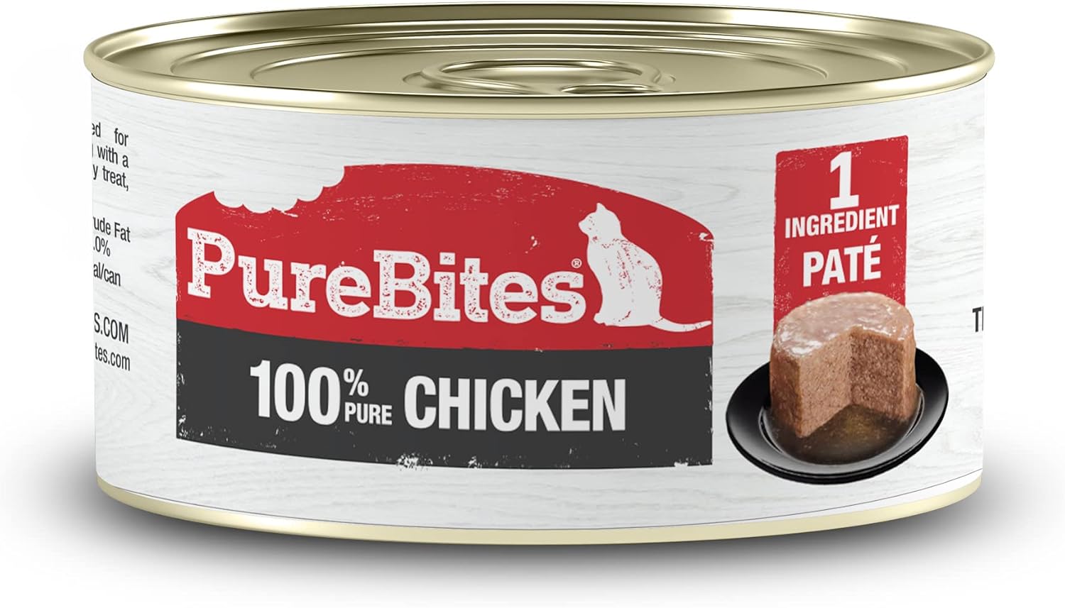 PureBites 100% Pure Chicken Pate Cat Treat | 2.5oz can | only 1 Ingredient | case of 12