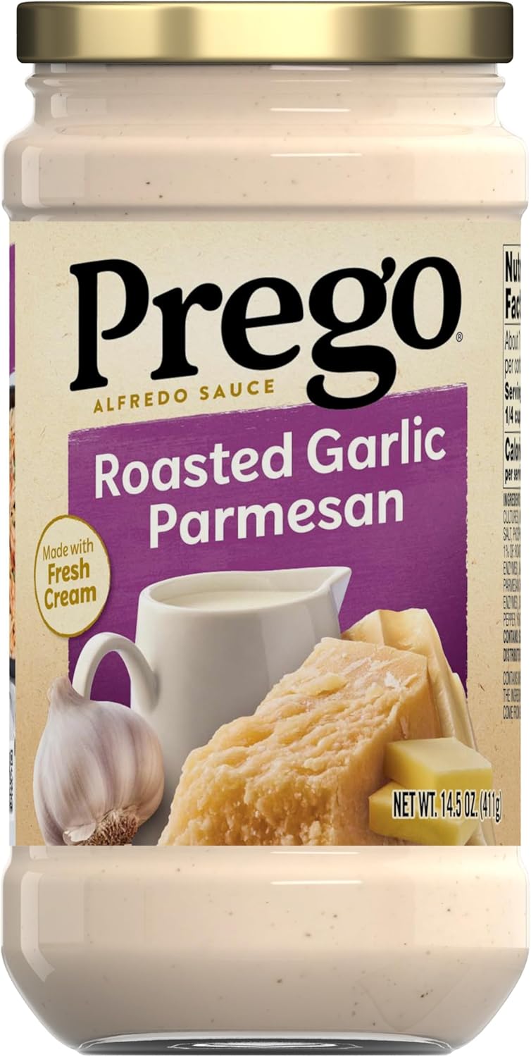 Prego Pasta Sauce, Alfredo Sauce with Roasted Garlic and Parmesan Cheese, 14.5 Ounce Jar