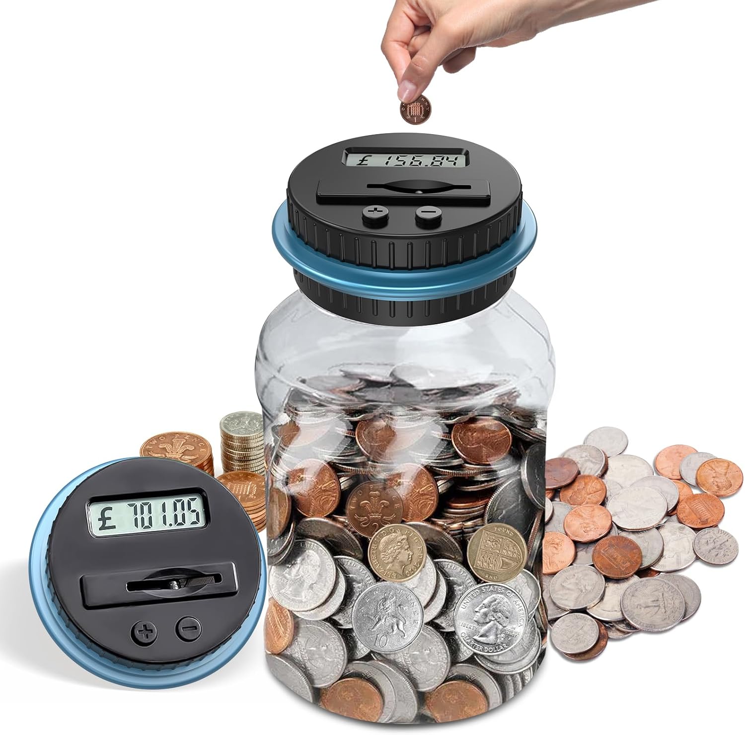 Savings Money Box, 1.8L Digital Piggy Bank ​with LCD Display and Large Capacity, Automatic Coin Counting Jar Money Box for Kids Adult Boys Girls as Gift on Christmas, Birthday, New Year's day