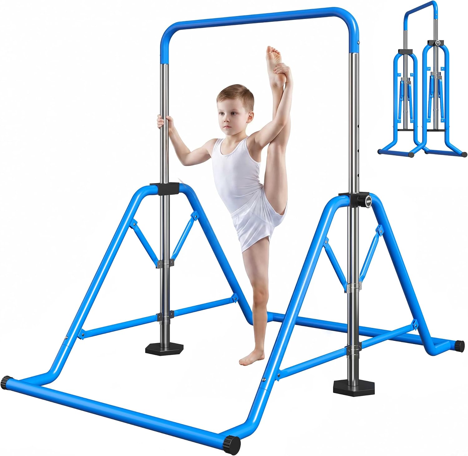 Expandable Gymnastics Bars 45''-61'' with Side Support Bars for Kids