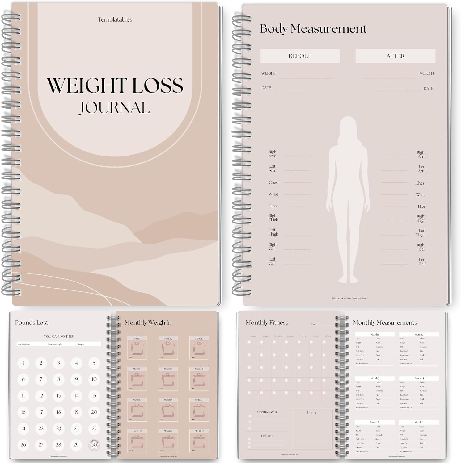 12 Month Weight Loss Journal | Pounds Lost & Body Measurements Tracker - A5 (Lux)