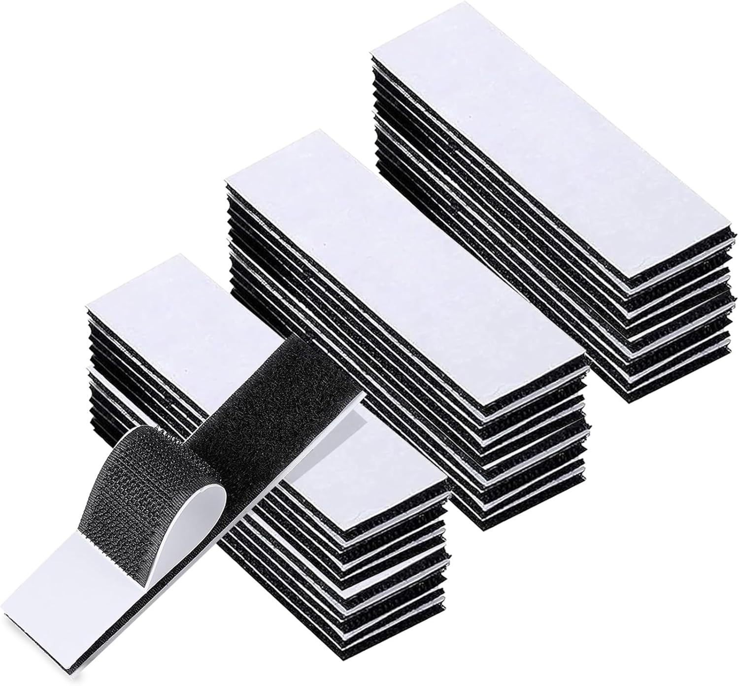 40 Pack 20Pairs Hook and Loop Strips, Heavy Duty 0.79x3.9 Inch Double Sided Tape, Self Adhesive Reusable Tape, Mounting Tape for Walls, Doors, and Tables, Strong and Sticky Strips (20)