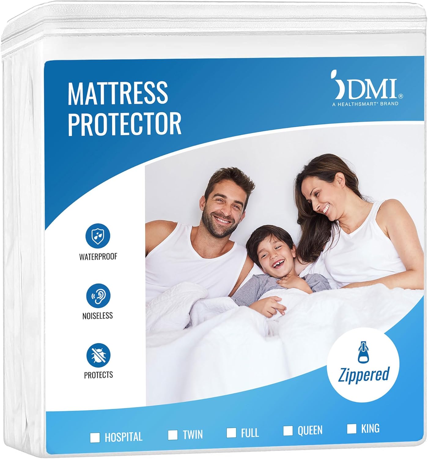 DMI Waterproof Mattress Protector and Mattress Cover, Soft, Encased Zippered Fit, Twin, Packaging may vary