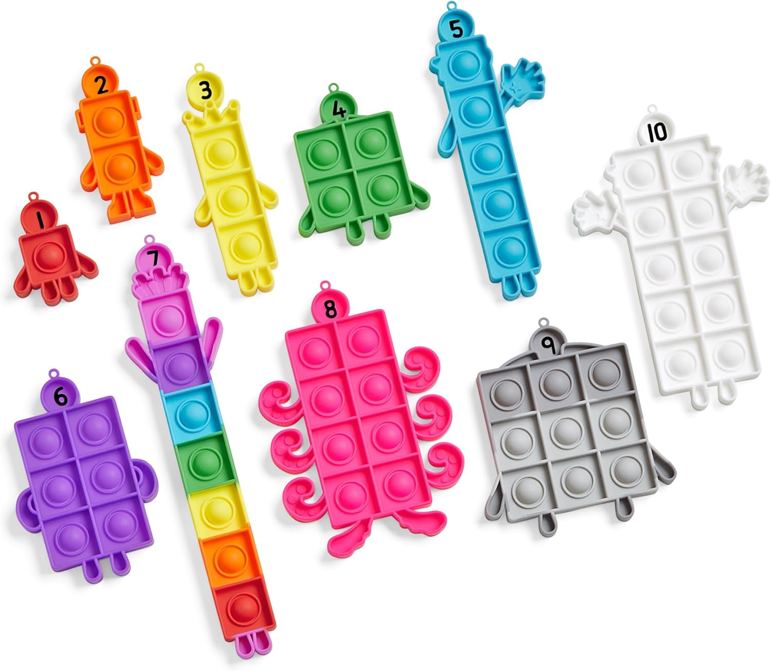 hand2mind Numberblocks Sensory Bubble Poppers, Push Pop Fidget Toys, Keychains for Kids, Counting Math Manipulatives, Fine Motor Tools, Calm Down Corner Supplies, Preschool Toys for Classroom