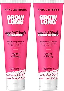 Marc Anthony Shampoo and Conditioner Set, Grow Long Biotin - Anti-Frizz Deep Conditioner For Split Ends & Breakage - Vitamin E, Caffeine & Ginseng for Curly, Dry & Damaged Hair