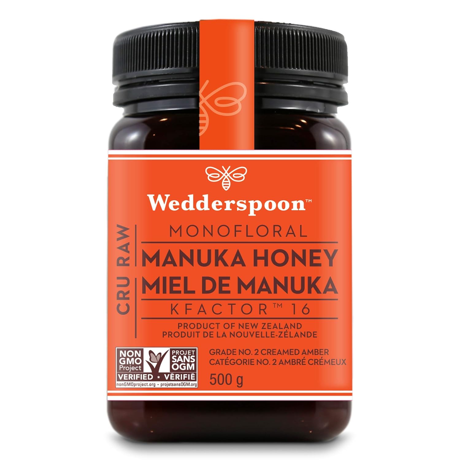 WEDDERSPOON 100% Raw Premium Manuka Honey Kfactor 16, 500 GR