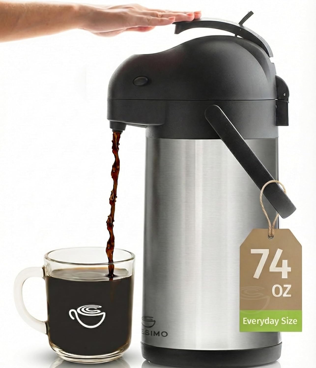 2.2L Airpot Thermal Carafe Keeps Beverages Hot for 12 Hrs & Cold for 36 Hrs