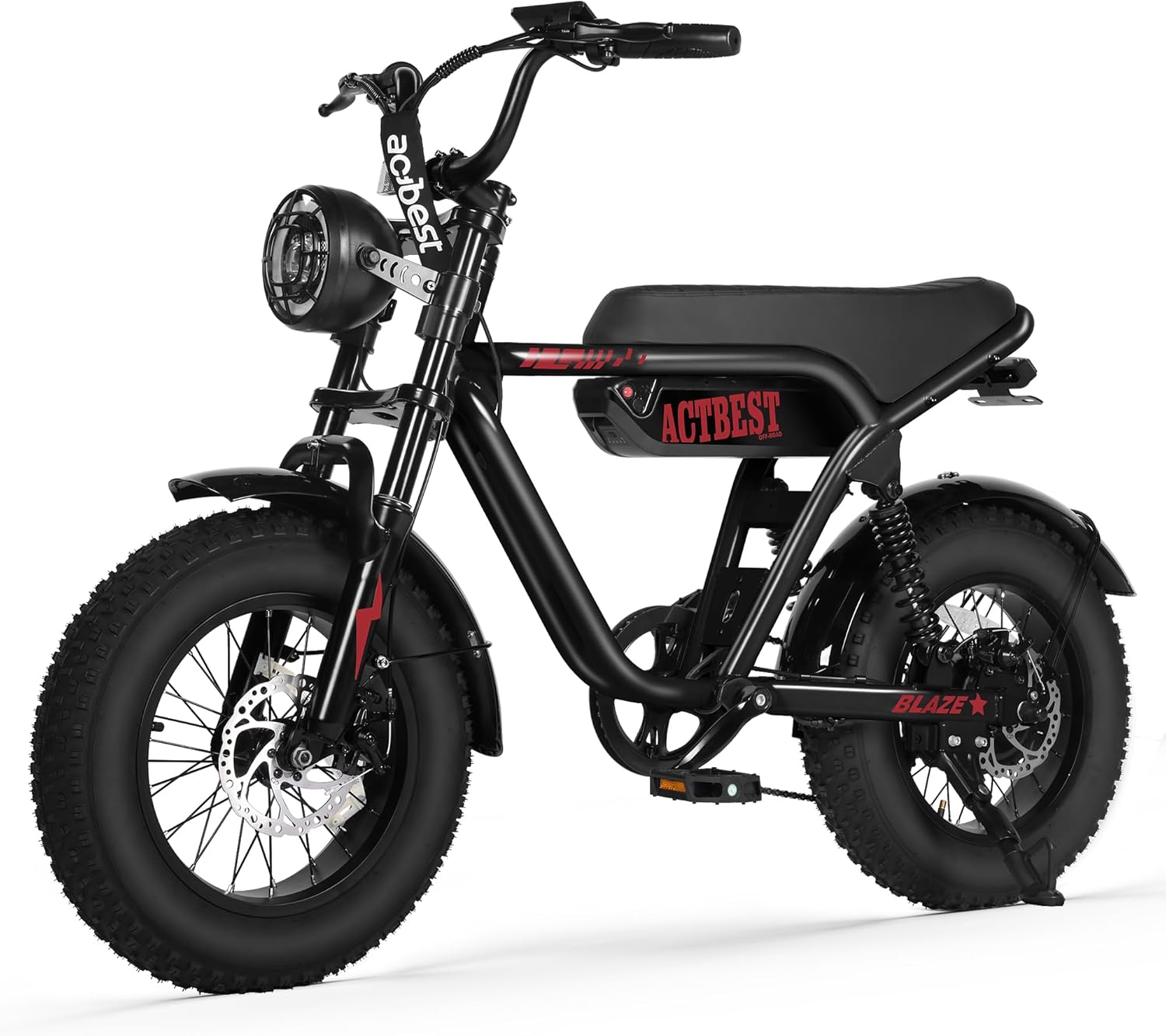 ACTBEST 20"/16" Electric Bike,Peak 1500W/1200W, 48V 15.6Ah/10.4Ah Fat Tire All-Terrain Electric Motorcycle,Full Suspension,UL2849 Electric Dirt Bike for Adults on Mountains/Snow/Sandy