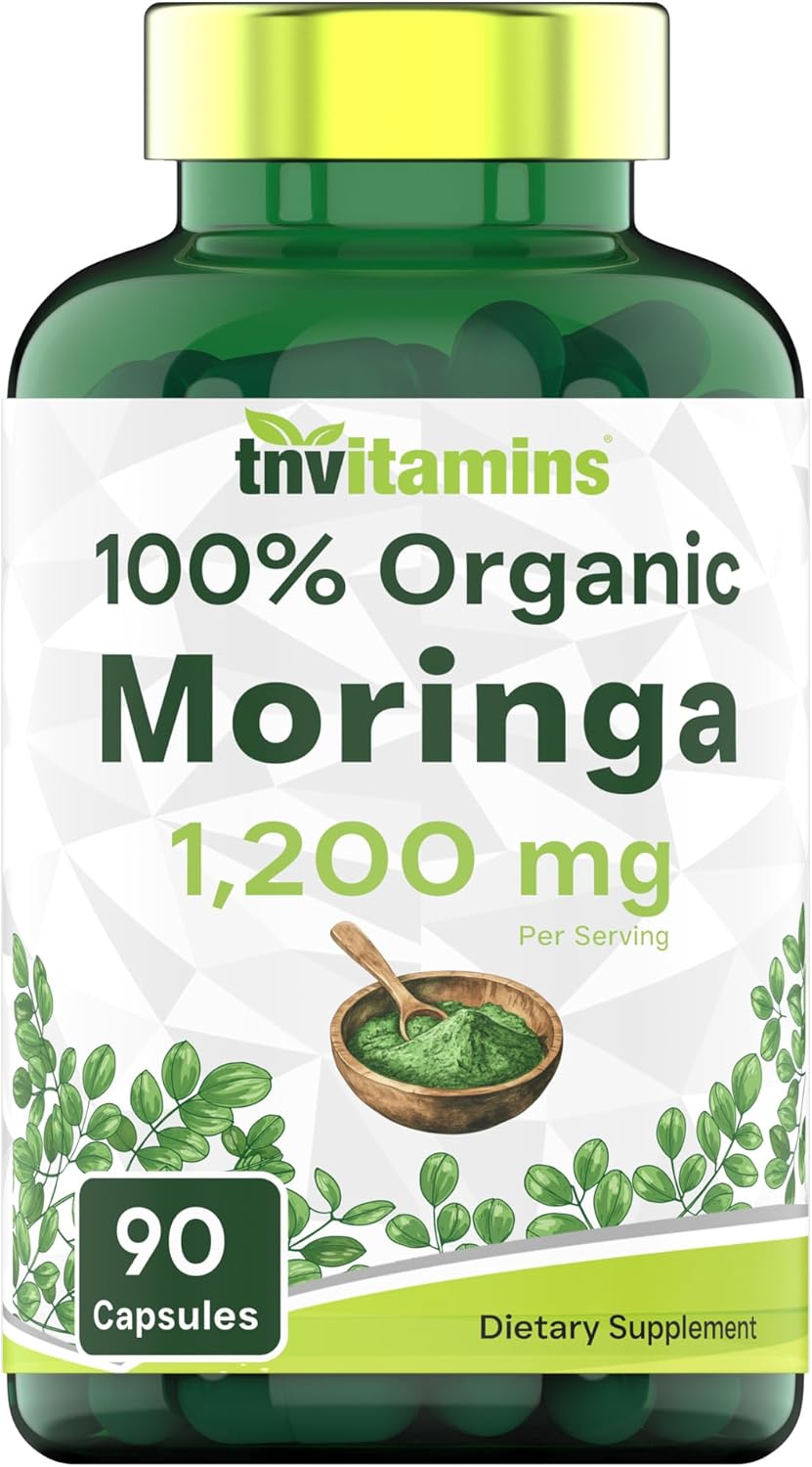 Organic Moringa Powder Capsules: 1,200 mg per Serving, 90 Count | Superfood Supplement for Energy & Vitality* | Organic Moringa Leaf – Non-GMO, Gluten-Free, Made in The USA