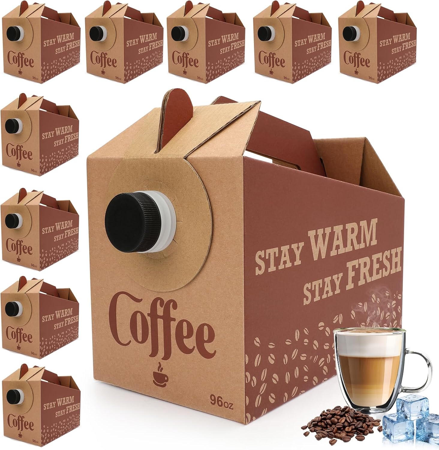 5 Pack Disposable Coffee Box Dispensers Coffee to Go Drink Containers Insulated Hot Beverage Dispenser for Parties Catering Take Out (96 oz)