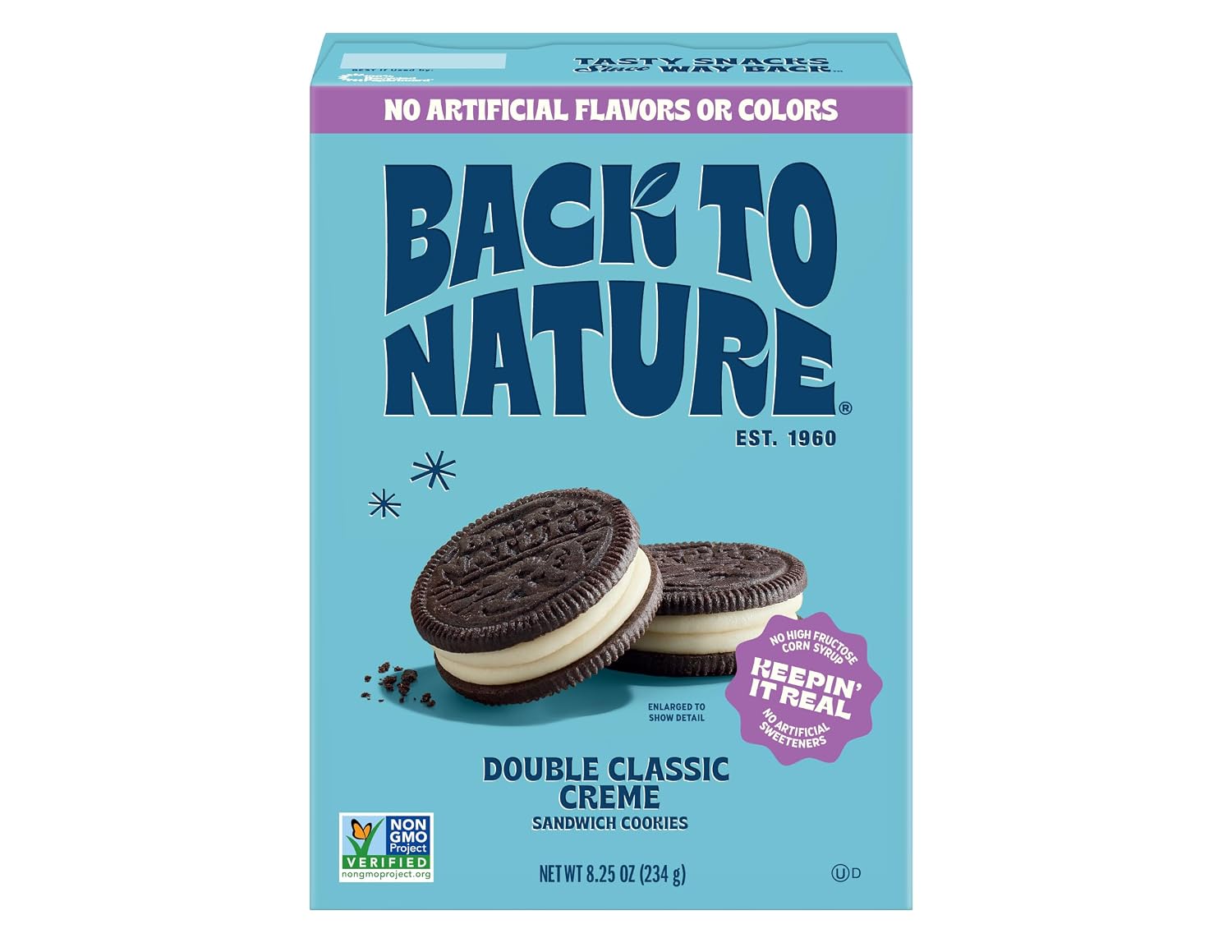 Back to Nature Double Classic Creme Sandwich Cookies, Plant Based Snack 1pk