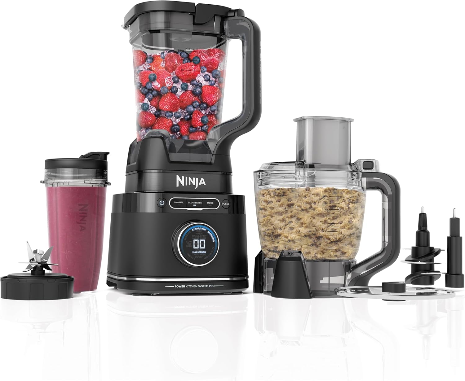 Ninja | All-in-One Blender & Food Processor | Best for Smoothies, Cookie Dough, Salsas, Cole Slaw & More | BlendSense Intelligence for Perfectly Smooth Results | 1800 Watt | Black | TB401
