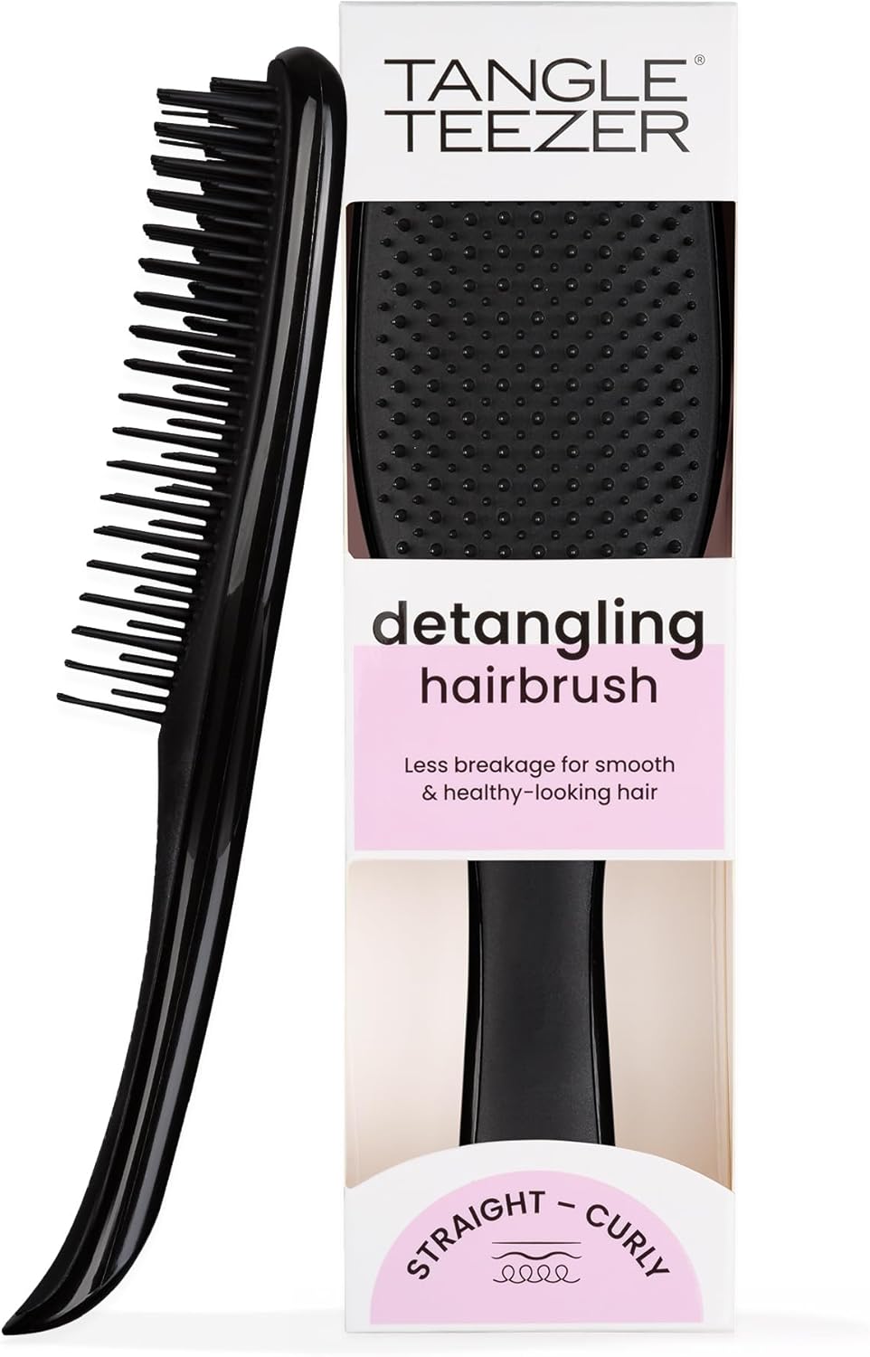 Tangle Teezer Ultimate Detangler Hairbrush - For Wet & Dry Hair - Detangling Brush for All Hair Types - Two-Tiered Teeth Reduce Breakage & Eliminate Knots - Liquorice Black