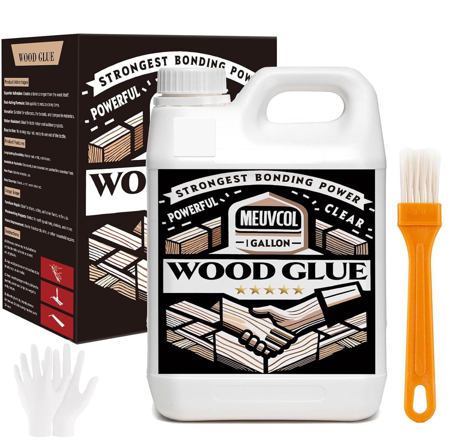 Wood Glue 1 Gallon, Ultimate Wood Glue for Furniture Heavy Duty, Furniture Glue for Woodworking,Crafts, Clear Strongest Glue for Wood, Extra Strength White Adhesive for Cabinets, Chair Legs