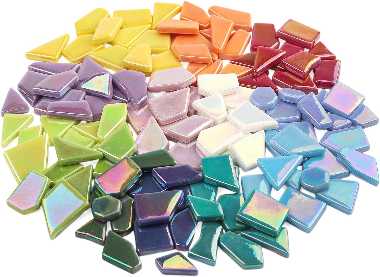 Youway Style Iridescent Glass Mosaic Tiles for Crafts Bulk,200g Broken Mosaic Glass Pieces for Garden Crafts Kits,DIY Mosaic Art Decor