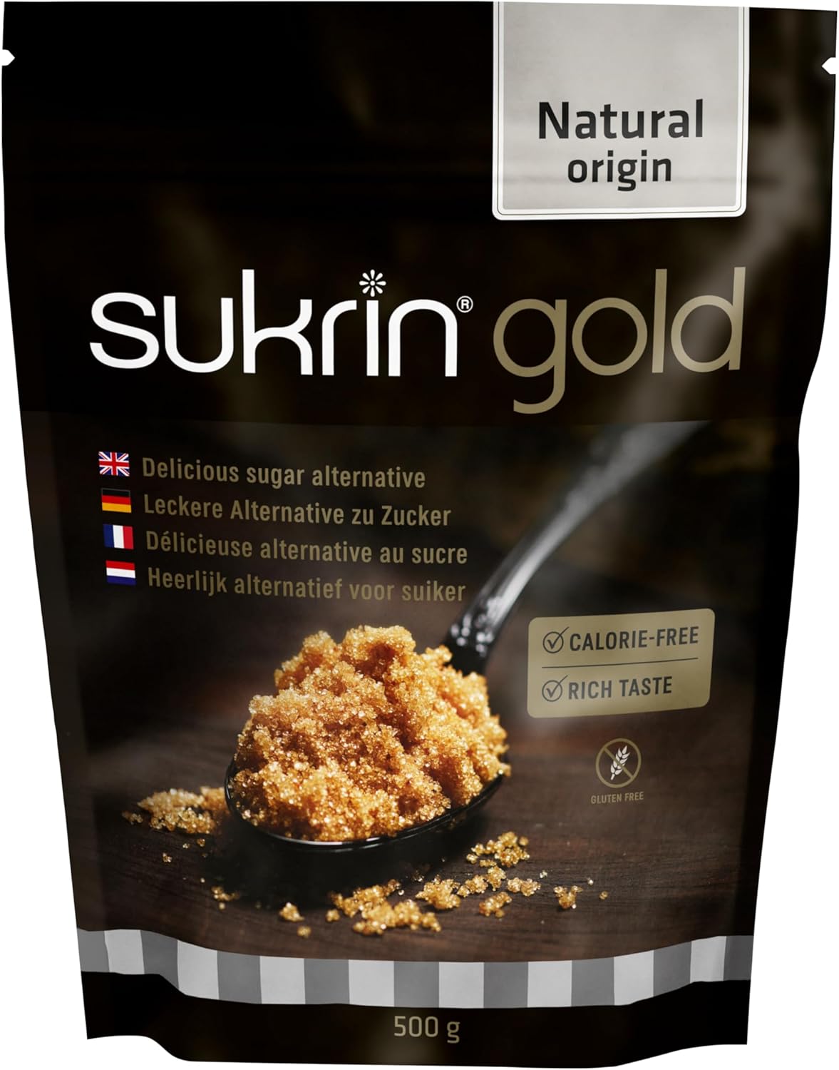 Sukrin Gold - Natural Brown 1:1 Sugar Substitute with Erythritol and Stevia, Zero Calorie Sweetener for Keto and Low Carb Diets, 500 g