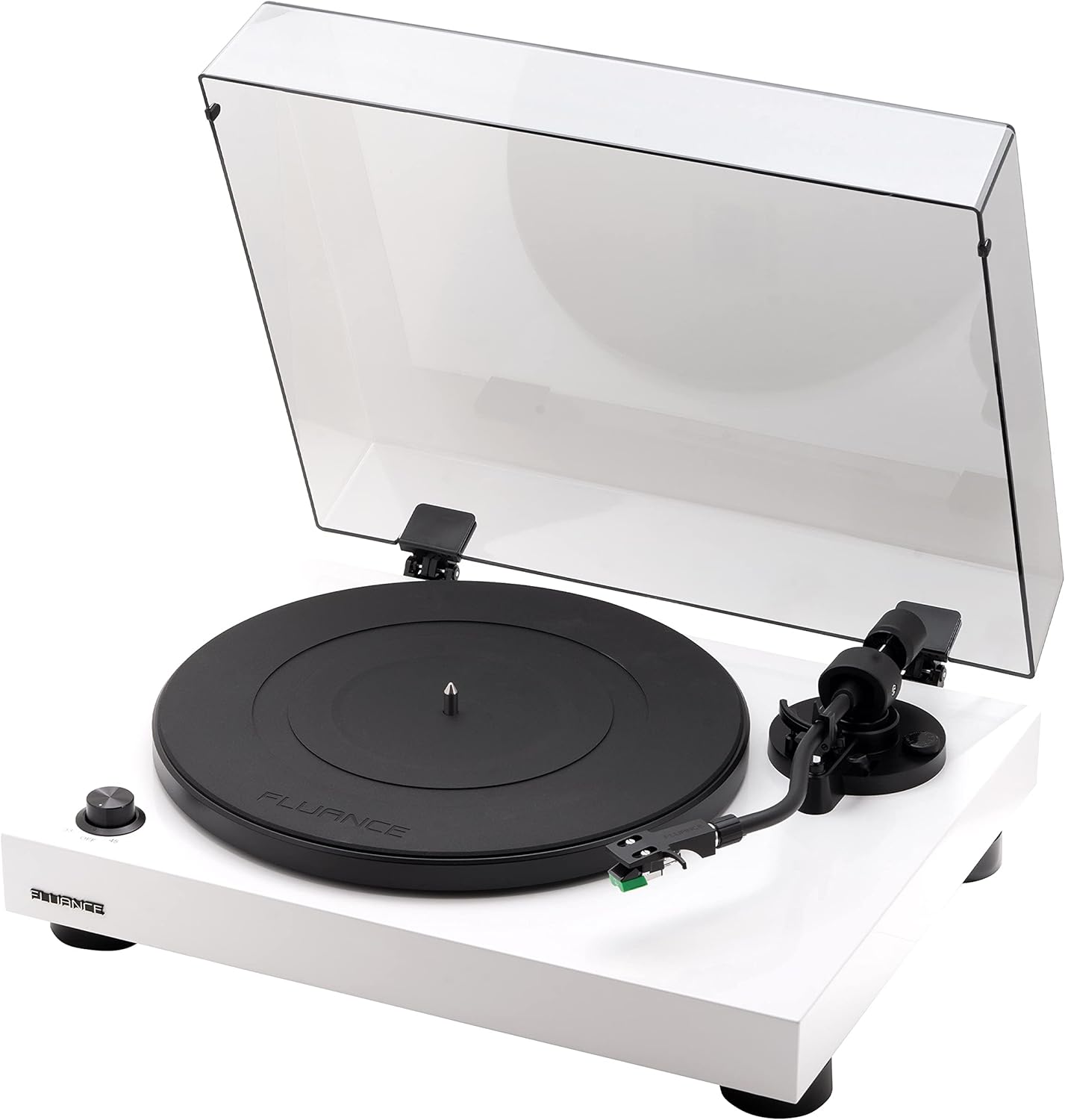 Fluance RT81 Turntable with AT95E Cartridge, Belt Drive, Built-in Preamp, Adjustable Counterweight - Piano White