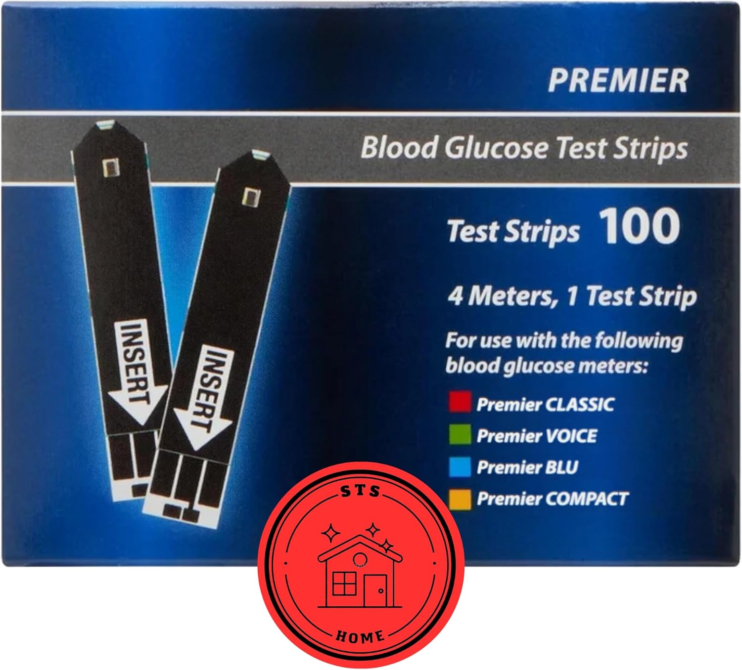 Premier Blood Glucose Test Strips | Blood Glucose Test Strips | Test Strips for Diabetes | Blood Sugar Test Strips | Diabetic Test Strips | Premier Test Strips 100 Count + STS Sticker.