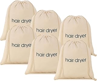 3 | 6 | 8 Pack Hair Dryer Bags Drawstring Bag Container Hairdryer Bag for travel bathroom (6 PCS White)