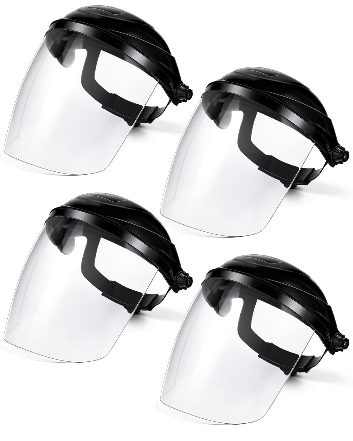 4 Pack Safety Face Shield for Grinding and Cutting, Full Impact Resistant Face Shield Mask for Work Chemical Woodworking (Black)