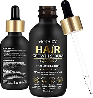 5% Minoxidil for Men and Women Hair Growth Oil, Biotin Serum, Hair Regrowth Treatment for Scalp Hair Loss, Natural, for Thicker Longer Fuller Healthier Hair 2.02 oz