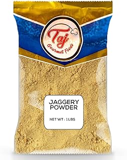 TAJ Kolhapuri Jaggery Powder | 1-Pound (454g) Indian Gur Powder, Unrefined Raw Cane Sugar Powder